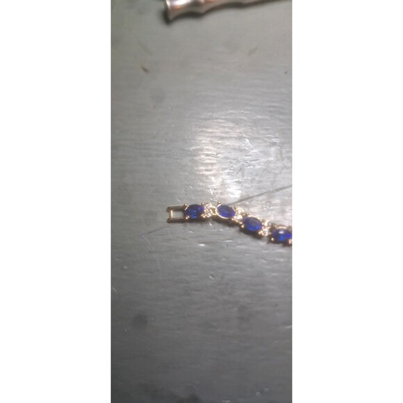 Gold blue Tennis Bracelet women's Crystal elegant GP - Picture 3 of 4